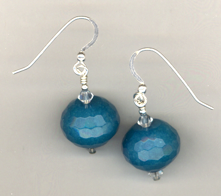 Aqua & White Summer Beaded Gemstone Earrings