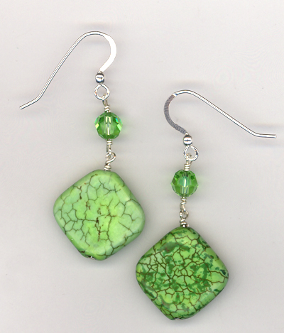 Green Apple Turquoise Crystal Earrings