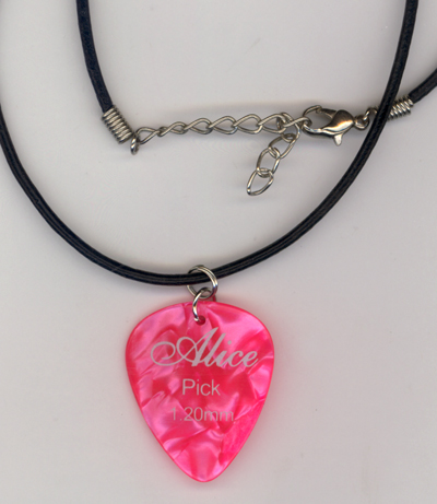 Pink Alice Pearl Guitar Pick Necklace