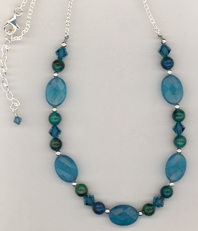 Caribbean Blue Gemstone Crystal necklace