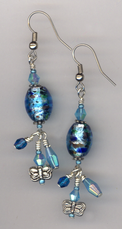 Beat The Bluese ~ Aqua Lampwork Earrings