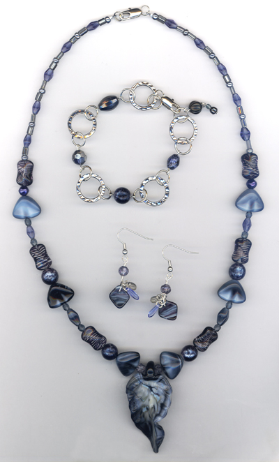 Midnight Blue Beaded Jewelry Set