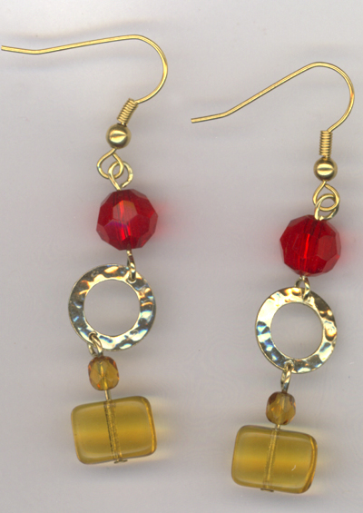 Red Gold Hammered Link Earrings