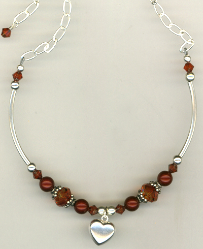 Flaming Fall ~ Crystal Pearl Charm Necklace