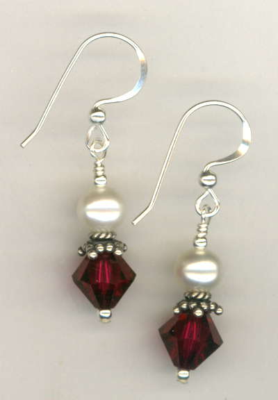 Revel In The Love ~ Ruby Pearl Crystal Earrings