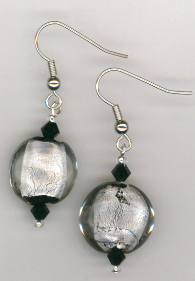 Stunning Silver Art Glass Earrings