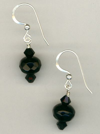 Jet Black Crystal Short Earrings