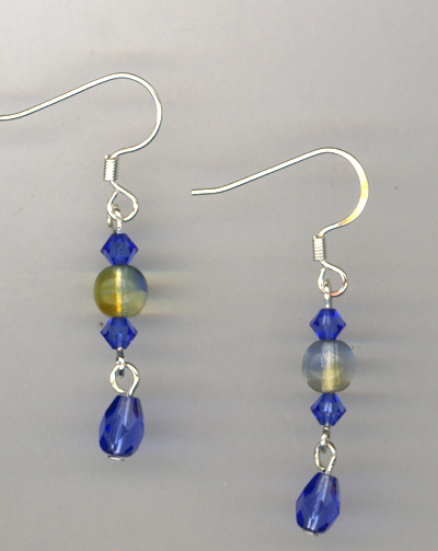 Sapphire Golden Crystal Earrings