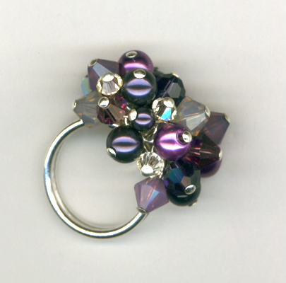 Purple Velvet Crystal Clsuter Ring