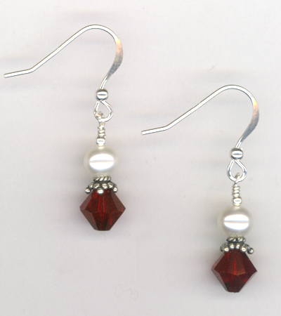 Revel In The Love ~ Siam Red Crystal Pearl Earrings