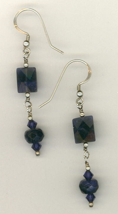 Lapis Gemstone Swarovski Crystal Sterling Earrings