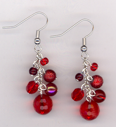Lady In Red ~ Beaded Earrings
