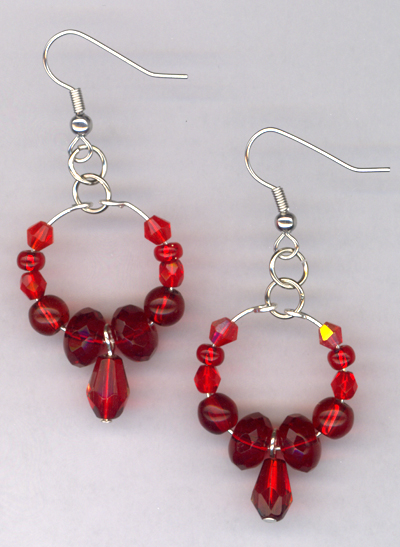 Lady in Red ~ Beaded Crystal Chandelier Earrings
