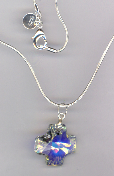 Believe ~Swarvoski Crystal Cross Sterling Silver Necklace
