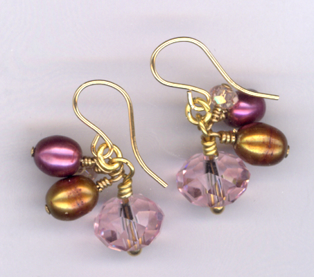 Kiss Me Kate ~ Gold Crystal Pearl Earrings