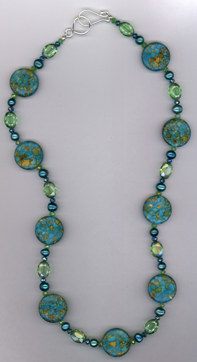 Green Blue Turquoise Crystal Necklace