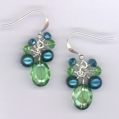 Emerald Isle ~ Turquoise Crystal Pearl Earrings