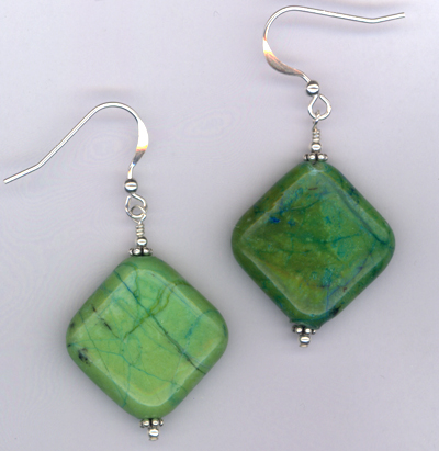 Emerald Isle ~ Chrysocolla Gemstone Crystal Sterling Earrrings