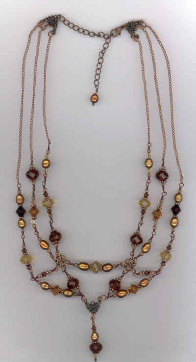 Melody ~ Vintage Copper Crystal Layered Necklace