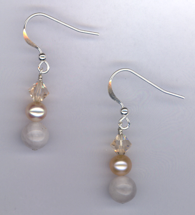 Desert Rose ~ Pearl Crystal Gemstone Earrings