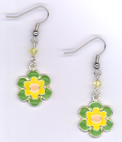Don't Eat The Daisies ~ Lime/ Pink/Yellow Charm Earrings