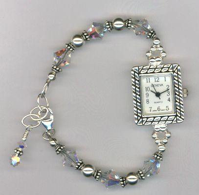 Silver Sparkle ~ Swarovski crystal Beaded Watch