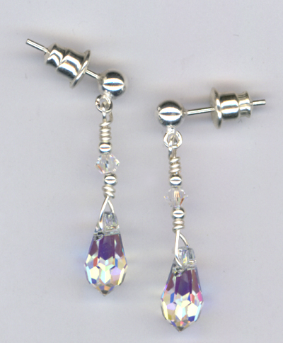 Silver Crystal Sparkle ~ Beaded Swarovski Crystal Post Earrings