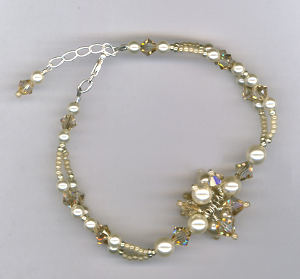 Vintage With A Twist Champagne! ~ Swarovski Pearl Crystal Bracelet