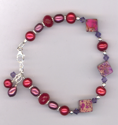 Ruby Slippers ~ Gemstone Pearl Charm Bracelet