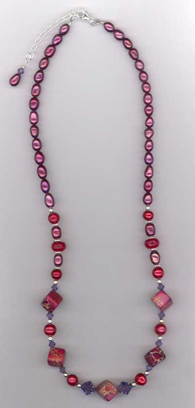 Ruby Slippers ~ Gemstone Pearl  Necklace