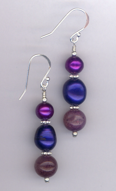 Windsor Violet ~ Gemstone Pearl Crystal Earrings