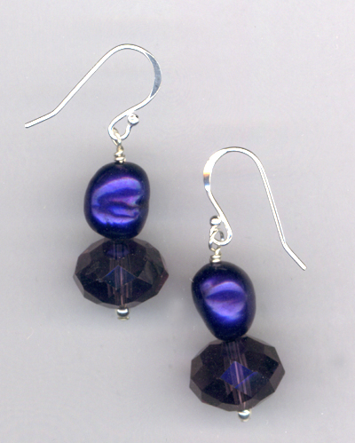 Windsor Violet ~ Pearl Crystal Earrings