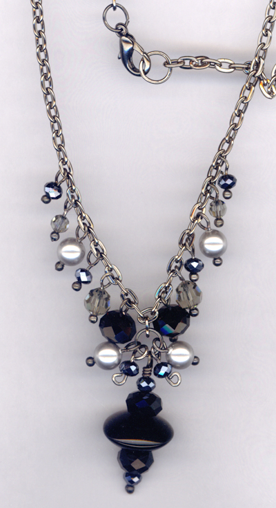 Black Crystal Cluster Drop Necklace