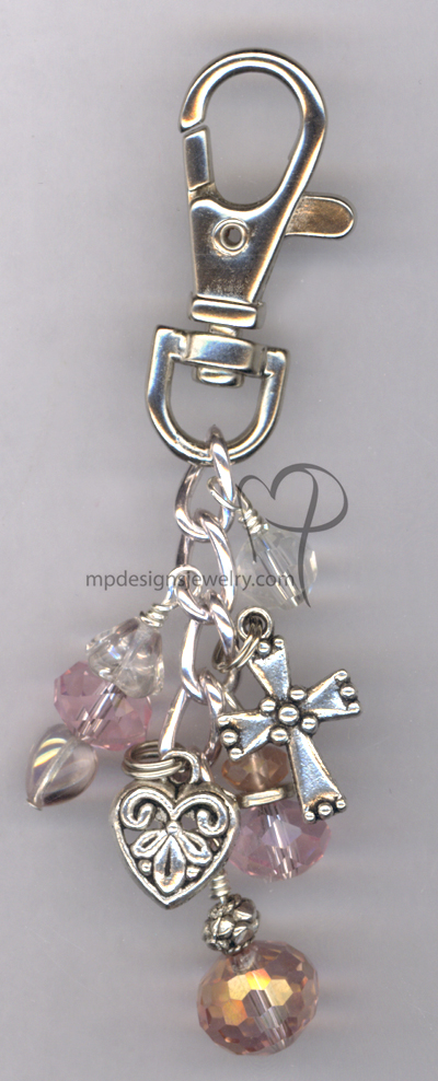 whimsy Girl pink crystal purse charm