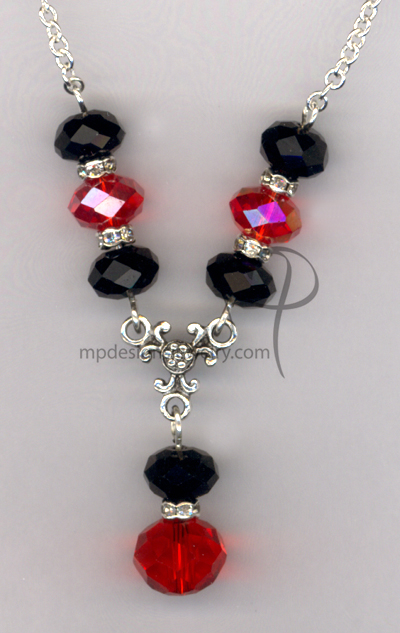 Black Red Crystal Necklace Jewelry