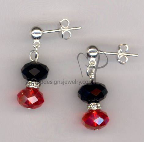 Black Red Crystal Earrings Jewelry