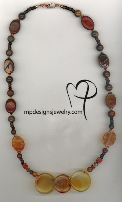 Fall Beauty ~ Carnelian Gemstone  Copper necklace