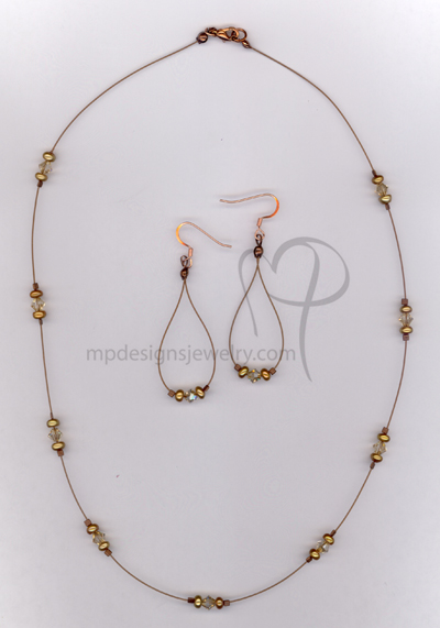 Copper Necklace Earrings Set 