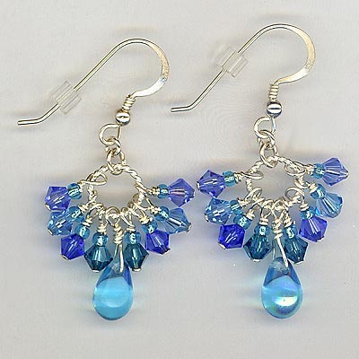 Cluster Crystal Earrings Blue
