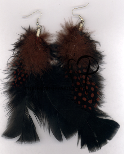 Black and Brown Feather Earrings