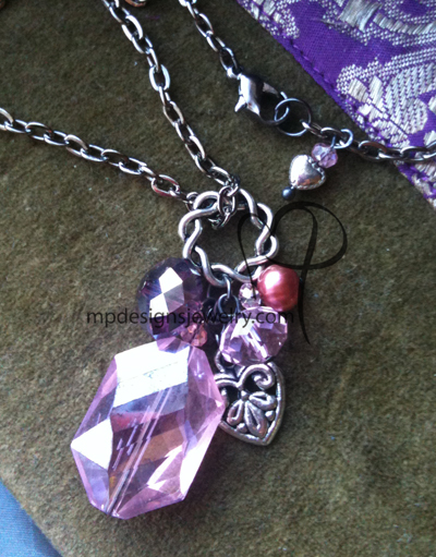 Big, Bold, and Beautiful - Pink Crystal Pealr Heart Charm Necklace