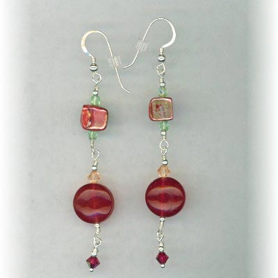 red jade mix earrings