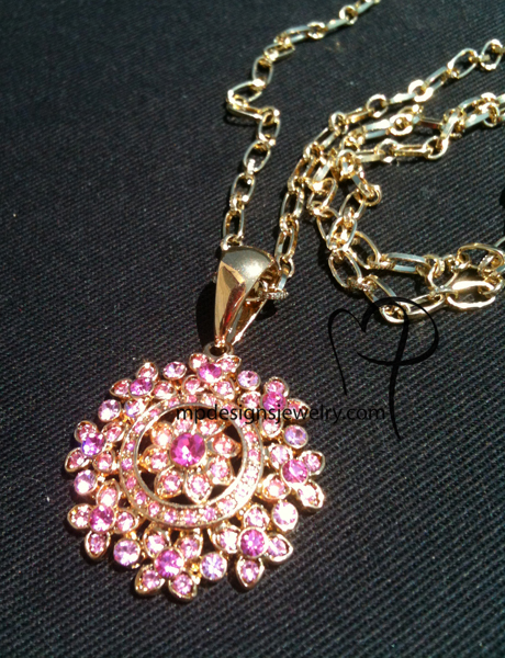 Pink Crystal Lux Gold Pendant Necklace