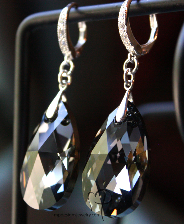 Samantha Swarovski Crystal Teardrop Elegant Bridal Earrings