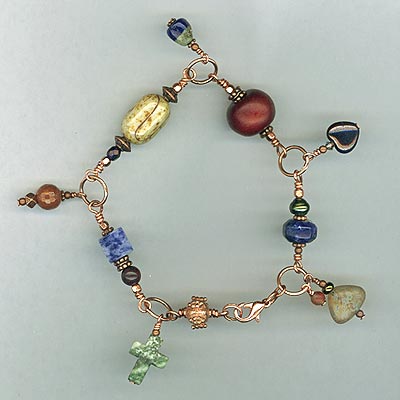 copper gemstonecharm link bracelet