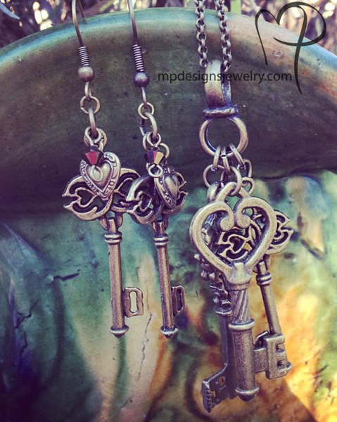 Key to My Heart ~ Charm Necklace/ Earring Set