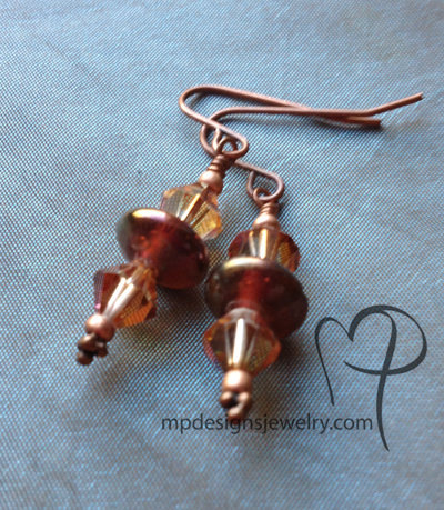 Swarovski Crystal Copper Earrings