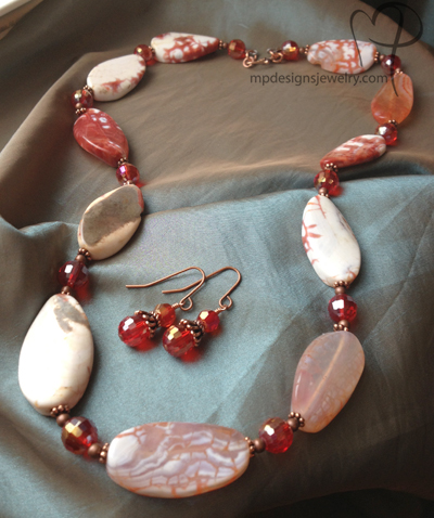 Warm Me Up! Red Crab Agate Crystal Copper Jewelry Set