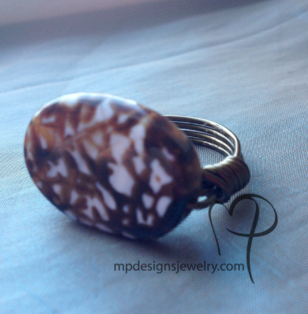Cappuccino Agate Wire-Wrapped Ring