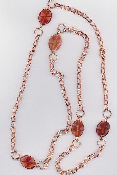 copper chain Carnelian necklace